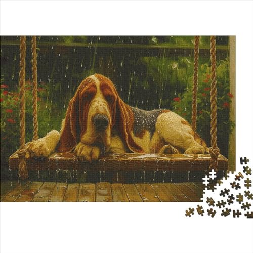 Hund 1000 Stück Puzzles Für Erwachsene Basset Hound Geschicklichkeitsspiel Für Die Ganze Familie Schöne Geschenkidee DIY Kreative Unterhaltung Fantasie-Puzzle 1000pcs (75x50cm) von lihuogongsio