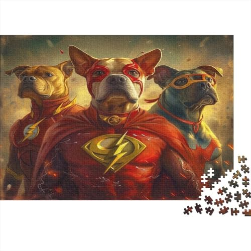 Hund Puzzle 300 Teile Puzzle Für Erwachsene BullHund Geschicklichkeitsspiel Für Die Ganze Familie Premium Quality Schöne Geschenkidee Kräftigen Farben 300pcs (40x28cm) von lihuogongsio