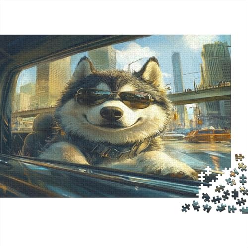 Husky Hund 1000 Stück Puzzles Alaska Hund Geschicklichkeitsspiel Für Die Ganze Familie DIY Kreative Unterhaltung Schöne Geschenkidee Premium Quality 1000pcs (75x50cm) von lihuogongsio