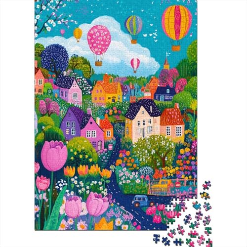 Idyllic Stadt Puzzle 1000 Teile Puzzle Für Erwachsene Buntes Haus Stress Abbauen Familien-Puzzlespiel DIY Kreative Unterhaltung Schöne Geschenkidee Kräftigen Farben 1000pcs (75x50cm) von lihuogongsio