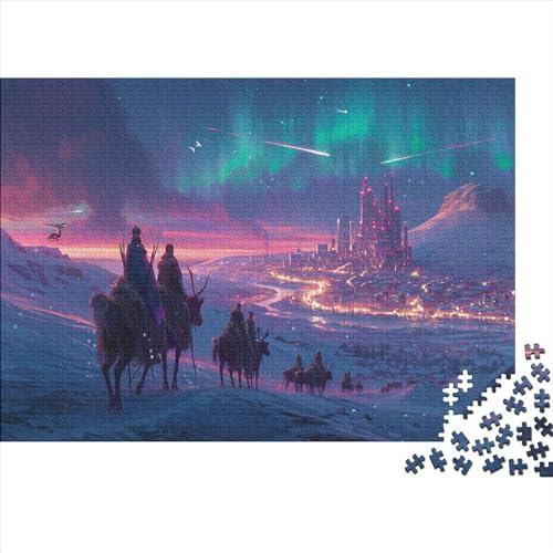 Imperium Puzzle 1000 Teile Puzzle Teilige Schnee-Aurora Spielepuzzles Für Die Ganze Familie Brain Challenge Raumdekoration Lernspiel Spielzeug Geschenk Mehrfarbig 1000pcs (75x50cm) von lihuogongsio