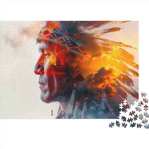 Indianer 1000 Teile Puzzle Indianerer Impossible Für Erwachsene HochwerTiger Puzzle Fantasy Schöne Geschenkidee DIY Kreative Unterhaltung Spielzeug Dekoration 1000pcs (75x50cm) von lihuogongsio