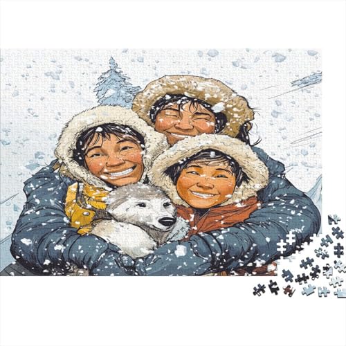 Inuit-Leute Puzzle 300 Puzzle Kanada Schnee Erwachsene Impossible Puzzle Geschicklichkeitsspiel Für Die Ganze Familie Puzzle Erwachsene Premium Quality 300pcs (40x28cm) von lihuogongsio