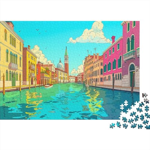 Italienisch Puzzle 1000 Teile Puzzle Teilige Venedig gesehen Spielepuzzles Für Die Ganze Familie Brain Challenge Raumdekoration Lernspiel Spielzeug Geschenk Mehrfarbig 1000pcs (75x50cm) von lihuogongsio