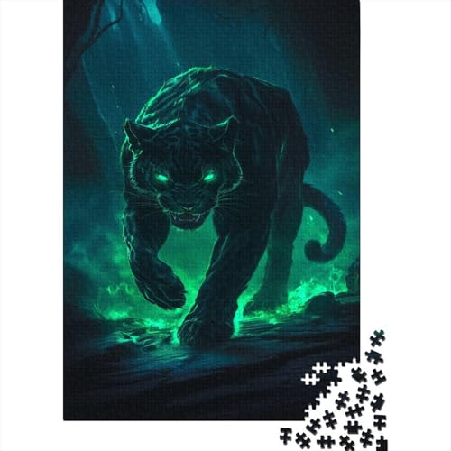 Jaguar Puzzle 1000 Teile Puzzle Für Erwachsene Schwarzer Panther Stress Abbauen Familien-Puzzlespiel DIY Kreative Unterhaltung Schöne Geschenkidee Kräftigen Farben 1000pcs (75x50cm) von lihuogongsio