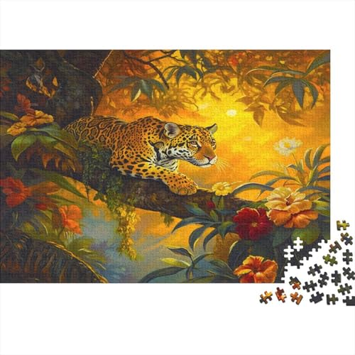 Jaguar Puzzle 300 Teile Puzzle Für Erwachsene Dschungelszene Stress Abbauen Familien-Puzzlespiel DIY Kreative Unterhaltung Schöne Geschenkidee Kräftigen Farben 300pcs (40x28cm) von lihuogongsio