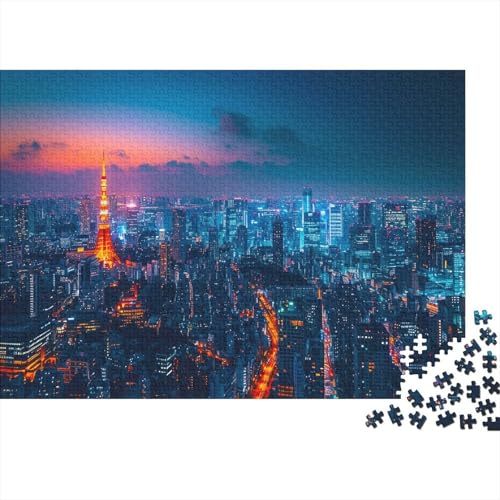 Japan 300 Stück Puzzles Tokyo Nachtansicht Impossible Puzzle Schwer Für Erwachsene Lernspiel Spielzeug Geschenk Schöne Geschenkverpackung Premium Quality Mehrfarbig 300pcs (40x28cm) von lihuogongsio