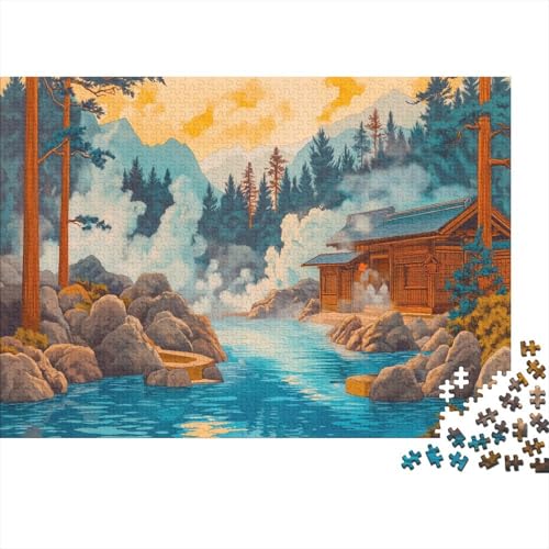 Japanisch heiße Quelle 300 Stück Puzzles Für Erwachsene Japanisch Geschicklichkeitsspiel Für Die Ganze Familie Schöne Geschenkidee DIY Kreative Unterhaltung 300pcs (40x28cm) von lihuogongsio