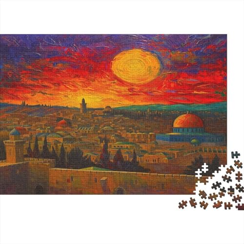 Jerusalem im Sonnenuntergang Puzzle Für Erwachsene 500 Puzzle Anspruchsvoll Puzzle Teile Erwachsener Kniffel Spaß Für Die Ganze Familie Unmögliches Puzzle DIY Kreative 500pcs (52x38cm) von lihuogongsio