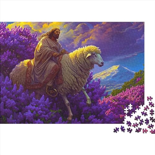 Jesus reitet Schaf 1000 Stück Puzzles Lernspiel Spielzeug Geschenk Geschicklichkeitsspiel Für Die Ganze Familie Schöne Geschenkidee DIY Kreative Unterhaltung 1000pcs (75x50cm) von lihuogongsio