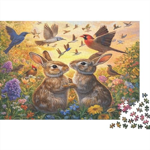 Kaninchen,Hase Puzzle Erwachsene 1000 Teile Puzzle Paradiesvögel Holzpuzzle Erwachsener Hochwertig Für Die Ganze Familie Unmögliches DIY Kreative Moderne Wohnkultur 1000pcs (75x50cm) von lihuogongsio