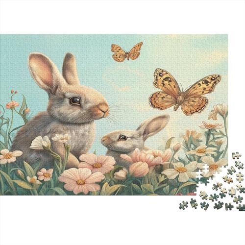 Kaninchen 1000 Stück Puzzles Häschen Puzzle Erwachsene Schwer Für Erwachsene Lernspiel Spielzeug Geschenk Schöne Geschenkverpackung Premium Quality Mehrfarbig 1000pcs (75x50cm) von lihuogongsio