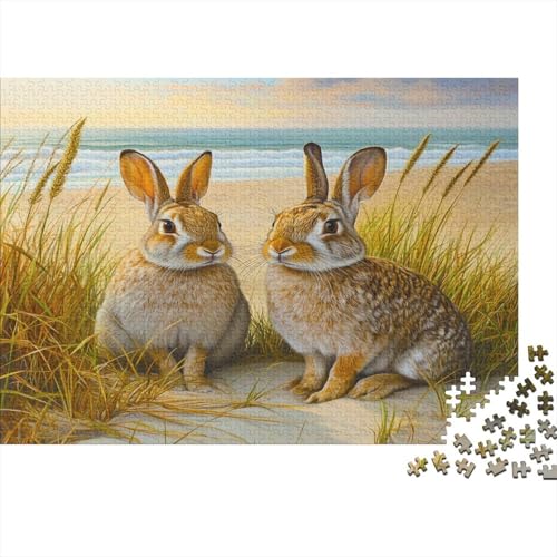 Kaninchen 1000 Stück Puzzles Hase Erwachsene Stress Abbauen Familien 1000 Brain Challenge Lernspiel Spielzeug Premium Quality Spielzeug Geschenk 1000pcs (75x50cm) von lihuogongsio