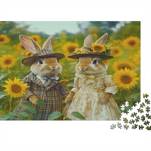 Kaninchen 1000 Stück Puzzles Hase Lernspiel Spielzeug Geschenk Geschicklichkeitsspiel Für Die Ganze Familie Schöne Geschenkidee DIY Kreative 1000pcs (75x50cm) von lihuogongsio