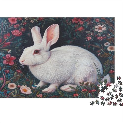 Kaninchen 1000 Stück Puzzles Weißer Hase Lernspiel Spielzeug Geschenk Geschicklichkeitsspiel Für Die Ganze Familie Schöne Geschenkidee DIY Kreative Unterhaltung 1000pcs (75x50cm) von lihuogongsio