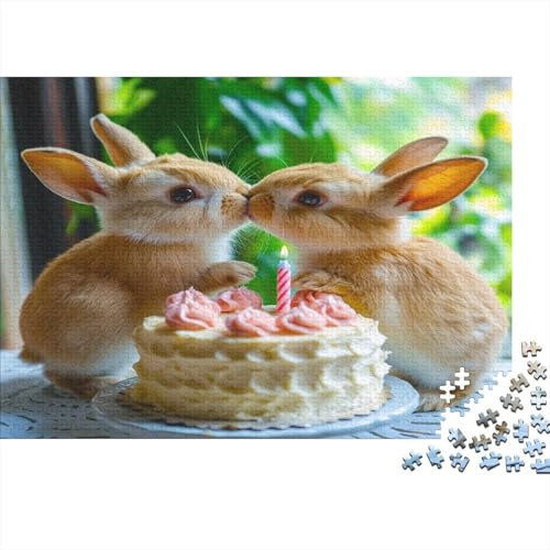 Kaninchen Birthday Puzzle 1000 Teile Hase Puzz Erwachsene Spielepuzzles HochwerTiger Geschicklichkeitsspiel Lernspiel Spielzeug Geschenk Schöne 1000pcs (75x50cm) von lihuogongsio