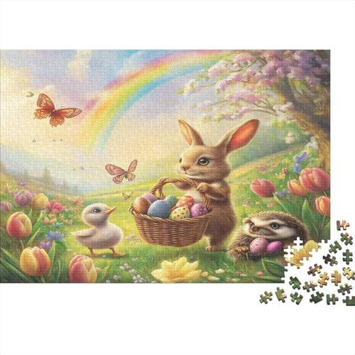 Kaninchen Puzzle 1000 Teile Easter Häschen Puzzle Erwachsene Holzpuzzle Stress Abbauen Familien Brain Challenge Lernspiel Premium Quality Spielzeug Geschenk 1000pcs (75x50cm) von lihuogongsio