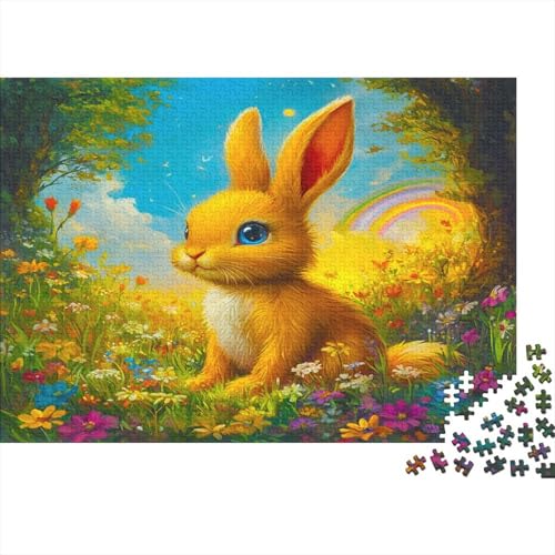 Kaninchen Puzzle 1000 Teile Hase Puzz Erwachsene Spielepuzzles HochwerTiger Geschicklichkeitsspiel Lernspiel Spielzeug Geschenk Schöne 1000pcs (75x50cm) von lihuogongsio