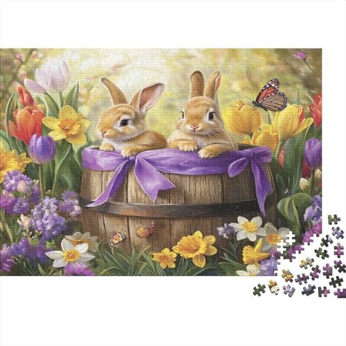 Kaninchen Puzzle 1000 Teile Holzpuzzle Erwachsene Anspruchsvoll Puzzle Häschen Langlebig Spielzeug Entspannend Einzigartiges Geschenk 1000pcs (75x50cm) von lihuogongsio