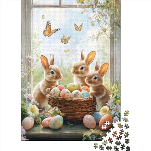 Kaninchen Puzzle 1000 Teile Holzpuzzle Erwachsene Anspruchsvoll Puzzle Osterei Langlebig Spielzeug Entspannend Einzigartiges Geschenk 1000pcs (75x50cm) von lihuogongsio