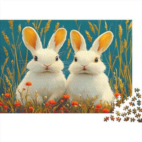 Kaninchen Puzzle 1000 Teile Puzzle Teilige Hase Spielepuzzles Für Die Ganze Familie Brain Challenge Raumdekoration Lernspiel Spielzeug 1000pcs (75x50cm) von lihuogongsio