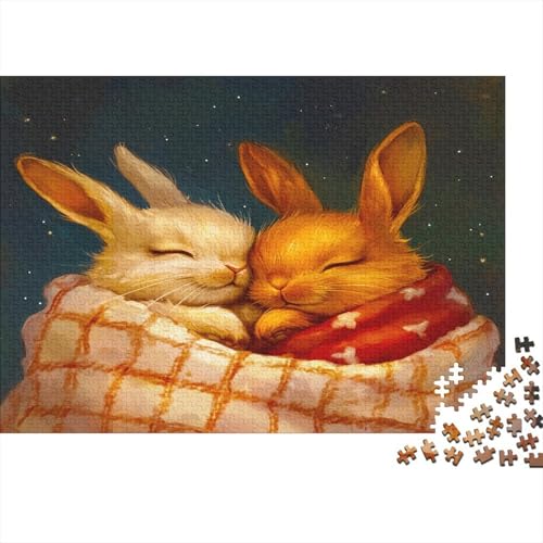 Kaninchen Puzzle 500 Teile Puzzle Teilige Hase Spielepuzzles Für Die Ganze Familie Brain Challenge Raumdekoration Lernspiel Spielzeug 500pcs (52x38cm) von lihuogongsio