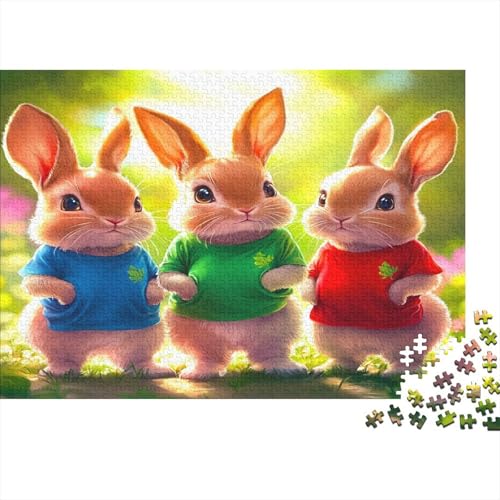 Kaninchen Puzzle 500 Teile Puzzle Teilige Hase Spielepuzzles Für Die Ganze Familie Brain Challenge Raumdekoration Lernspiel Spielzeug 500pcs (52x38cm) von lihuogongsio