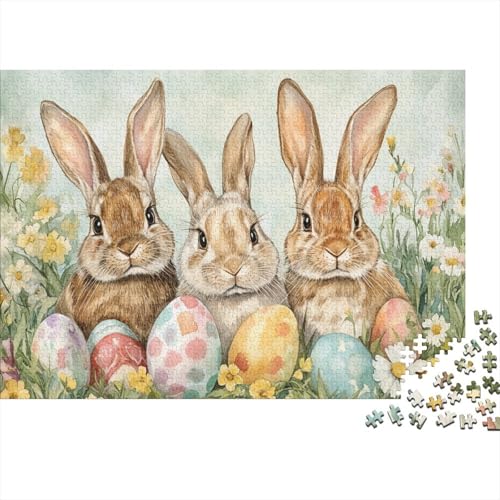 Kaninchen Puzzle Erwachsene 1000 Teile Easter Häschen Puzzle Holzpuzzle Geschicklichkeitsspiel Für Die Ganze Familie Schöne Geschenkidee DIY Kreative Unterhaltung 1000pcs (75x50cm) von lihuogongsio