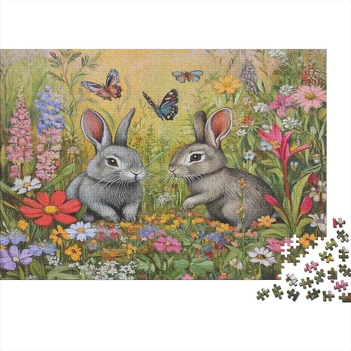 Kaninchen Puzzle Erwachsene 1000 Teile Häschen Puzzle Holzpuzzle Geschicklichkeitsspiel Für Die Ganze Familie Schöne Geschenkidee DIY Kreative Unterhaltung 1000pcs (75x50cm) von lihuogongsio