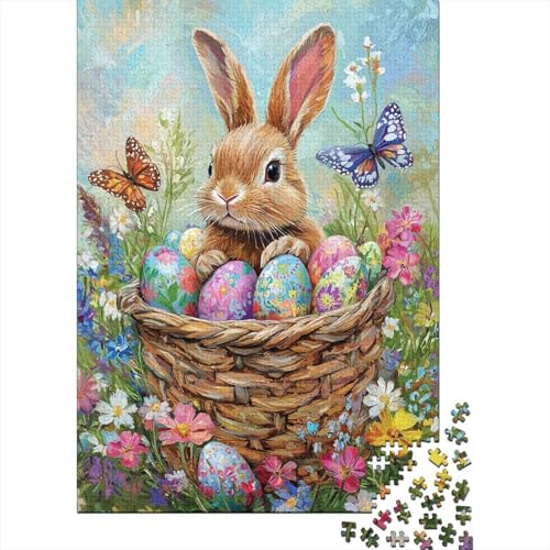 Kaninchen Puzzle Erwachsene 1000 Teile Holzpuzzle Erwachsene Lernspiel Puzzle Easter Häschen Spielzeug Geschenk Stress Abbauen Einzigartiges Geschenk 1000pcs (75x50cm) von lihuogongsio