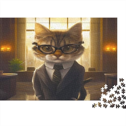 Katze Puzzle 1000 Teile Puzzle Für Erwachsene Tigerfleckenkatze Geschicklichkeitsspiel Für Die Ganze Familie Premium Quality Schöne Geschenkidee Kräftigen Farben 1000pcs (75x50cm) von lihuogongsio