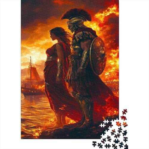 König Leonidas und Seine Königin Puzzle 1000 Teile Impossible Für Erwachsene Hochwertiger Griechischer Krieger Holzpuzzle Erwachsene Fantasy Schöne Geschenkidee DIY Kreative 1000pcs (75x50cm) von lihuogongsio