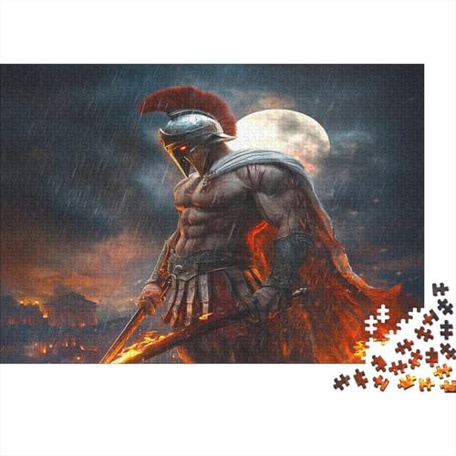 König der Gladiatoren Puzzle 1000 Teile Holzpuzzle Erwachsene Anspruchsvoll Puzzle Römischer Gladiator DIY Kit Holzspielzeug Einzigartiges Geschenk Moderne Wohnkultur 1000pcs (75x50cm) von lihuogongsio