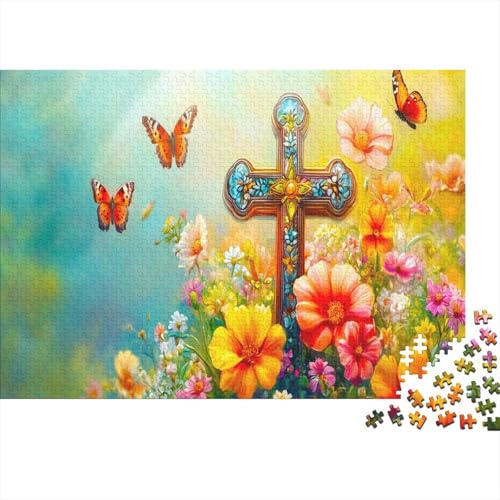 Kreuz 500 Teile Puzzle Blumes and Butterflies Impossible Für Erwachsene HochwerTiger Puzzle Fantasy Schöne Geschenkidee DIY Kreative Unterhaltung 500pcs (52x38cm) von lihuogongsio