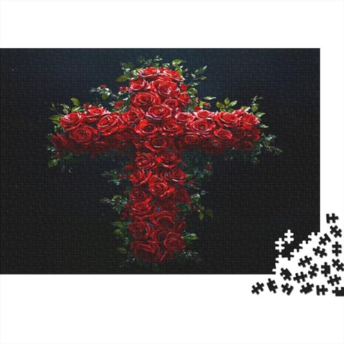 Kreuz Puzzle 1000 Teile Puzzle Teilige Rose Spielepuzzles Für Die Ganze Familie Brain Challenge Raumdekoration Lernspiel Spielzeug 1000pcs (75x50cm) von lihuogongsio