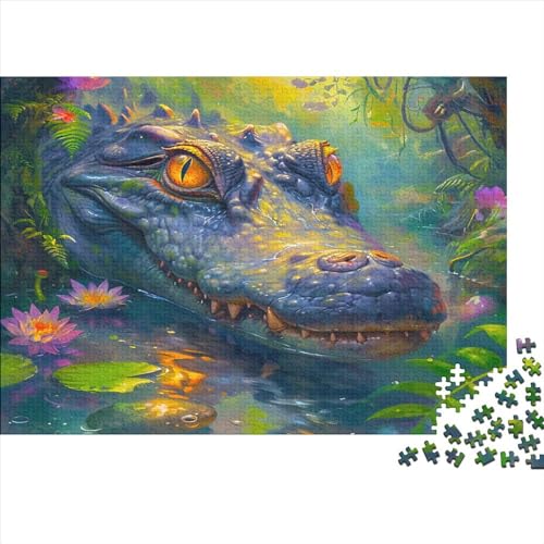 Krokodil Puzzle 300 Teile Puzzle Für Erwachsene Brain Challenge Geschicklichkeitsspiel Stress Abbauen Familien Herausforderndes Schöne Geschenkidee 300pcs (40x28cm) von lihuogongsio