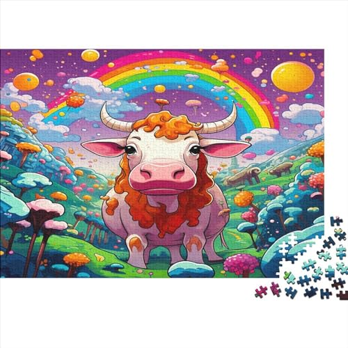 Kuh 300 Stück Puzzles Hochlandrind Erwachsene Stress Abbauen Familien 300 Brain Challenge Lernspiel Spielzeug Premium Quality Spielzeug Geschenk Mehrfarbig 300pcs (40x28cm) von lihuogongsio