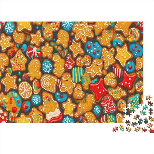 Lebkuchenmann Puzzle 500 Teile Puzzle Für Erwachsene Weihnachten Cookies Geschicklichkeitsspiel Für Die Ganze Familie Premium Quality Schöne Geschenkidee Kräftigen Farben 500pcs (52x38cm) von lihuogongsio