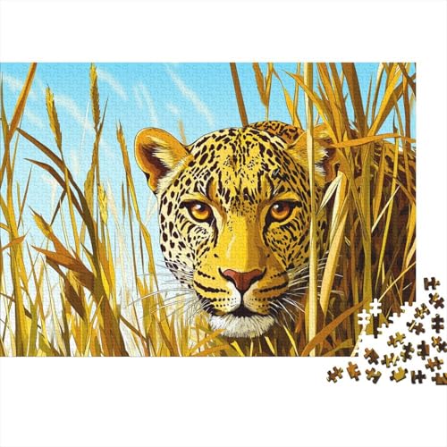 Leopard 300 Stück Puzzles Afrikanische Savanne Erwachsene Stress Abbauen Familien 300 Brain Challenge Lernspiel Spielzeug Premium Quality Spielzeug Geschenk 300pcs (40x28cm) von lihuogongsio