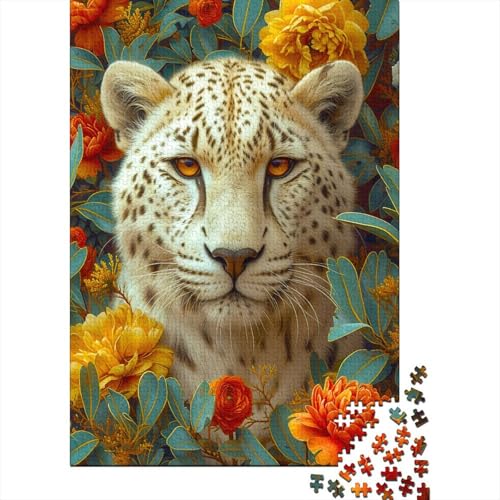 Leopard Puzzle 1000 Teile Puzzle Für Erwachsene Weißer Leopard Brain Challenge Geschicklichkeitsspiel Stress Abbauen Familien Herausforderndes Schöne Geschenkidee 1000pcs (75x50cm) von lihuogongsio