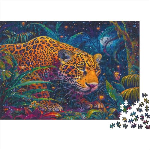 Leopard Puzzle 500 Puzzle Tropischer Dschungel Erwachsene Impossible Puzzle Geschicklichkeitsspiel Für Die Ganze Familie Puzzle Erwachsene Premium Quality Farbig Spaß 500pcs (52x38cm) von lihuogongsio