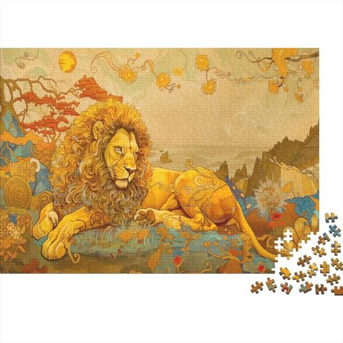 Löwe Puzzle 1000 Teile Puzzle Für Erwachsene Löwe von Juda Geschicklichkeitsspiel Für Die Ganze Familie Premium Quality Schöne Geschenkidee Kräftigen Farben 1000pcs (75x50cm) von lihuogongsio