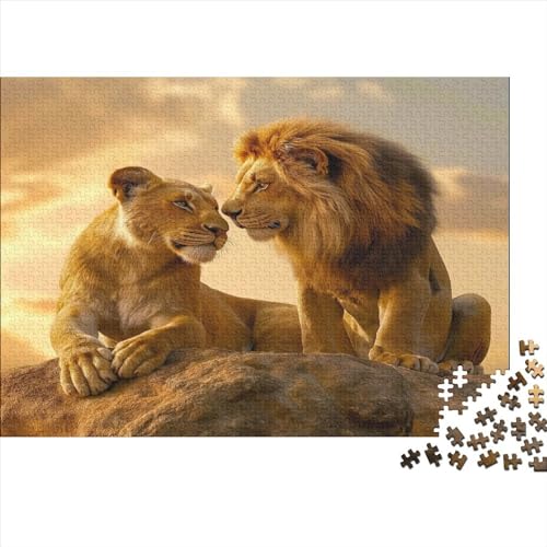 Löwe Puzzle 1000 Teile Puzzle Teilige Löwe und Löwin Spielepuzzles Für Die Ganze Familie Brain Challenge Raumdekoration Lernspiel Spielzeug Geschenk Mehrfarbig 1000pcs (75x50cm) von lihuogongsio