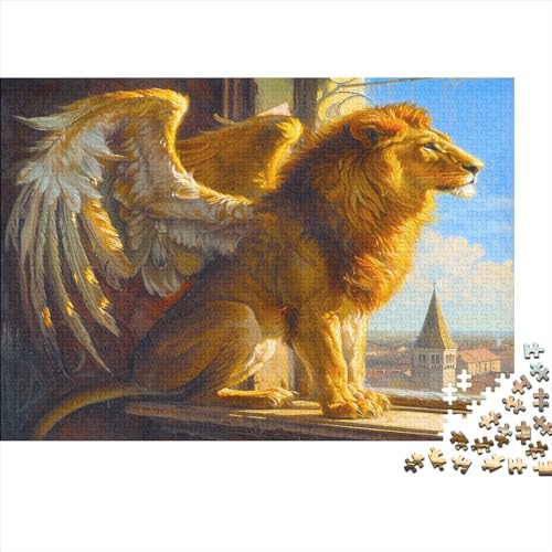 Löwe Puzzle 500 Teile Puzzle Teilige König der Löwen Spielepuzzles Für Die Ganze Familie Brain Challenge Raumdekoration Lernspiel Spielzeug Geschenk Mehrfarbig 500pcs (52x38cm) von lihuogongsio