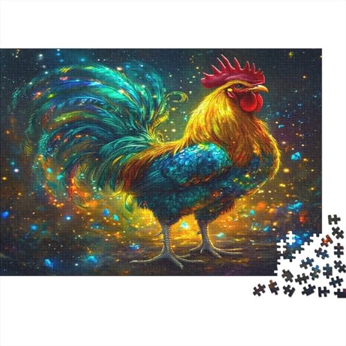 Majestic Hahn 1000 Stück Puzzles Für Erwachsene leuchtende Federn Lernspiel Herausforderung Lernspiel Spielzeug Geschenk Stress Abbauen Lernspiel Spielzeug 1000pcs (75x50cm) von lihuogongsio