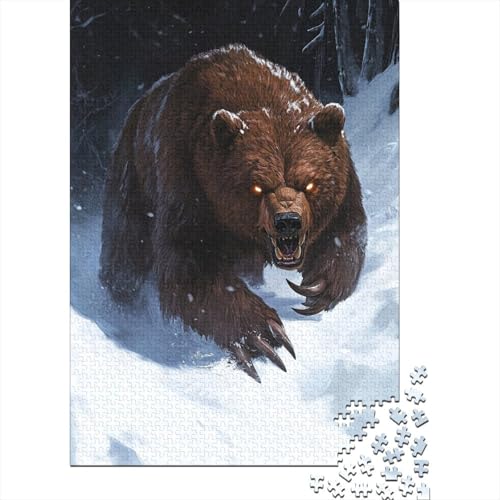 Massive Bär 1000 Stück Puzzles Brown Bär Impossible Puzzle Schwer Für Erwachsene Lernspiel Spielzeug Geschenk Schöne Geschenkverpackung Premium Quality Mehrfarbig 1000pcs (75x50cm) von lihuogongsio