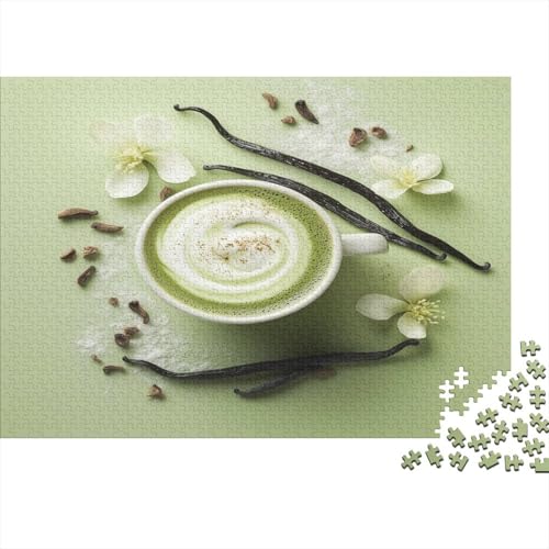 Matcha Latte 300 Stück Puzzles Grüner Tee Kaffee Erwachsene Stress Abbauen Familien 300 Brain Challenge Lernspiel Spielzeug Premium Quality Spielzeug Geschenk 300pcs (40x28cm) von lihuogongsio