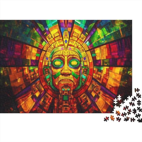 Maya-Zivilisation 1000 Teile Puzzle Glasmalerei Impossible Für Erwachsene HochwerTiger Puzzle Fantasy Schöne Geschenkidee DIY Kreative Unterhaltung 1000pcs (75x50cm) von lihuogongsio