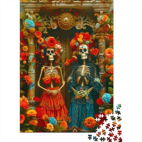 Mexikanischer Totenkopf 1000 Stück Puzzles Für Erwachsene Tag der Toten Geschicklichkeitsspiel Für Die Ganze Familie Schöne Geschenkidee DIY Kreative Unterhaltung Fantasy-Puzzle 1000pcs (75x50cm) von lihuogongsio