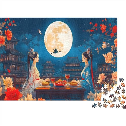 Mittherbstfest Puzzle 1000 Teile Puzzle Für Erwachsene Chinesisch Festivals Brain Challenge Geschicklichkeitsspiel Stress Abbauen Familien Herausforderndes Schöne 1000pcs (75x50cm) von lihuogongsio